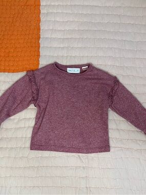 Zara Girls' Dusty Mauve Ruffle-Sleeve Knit Top